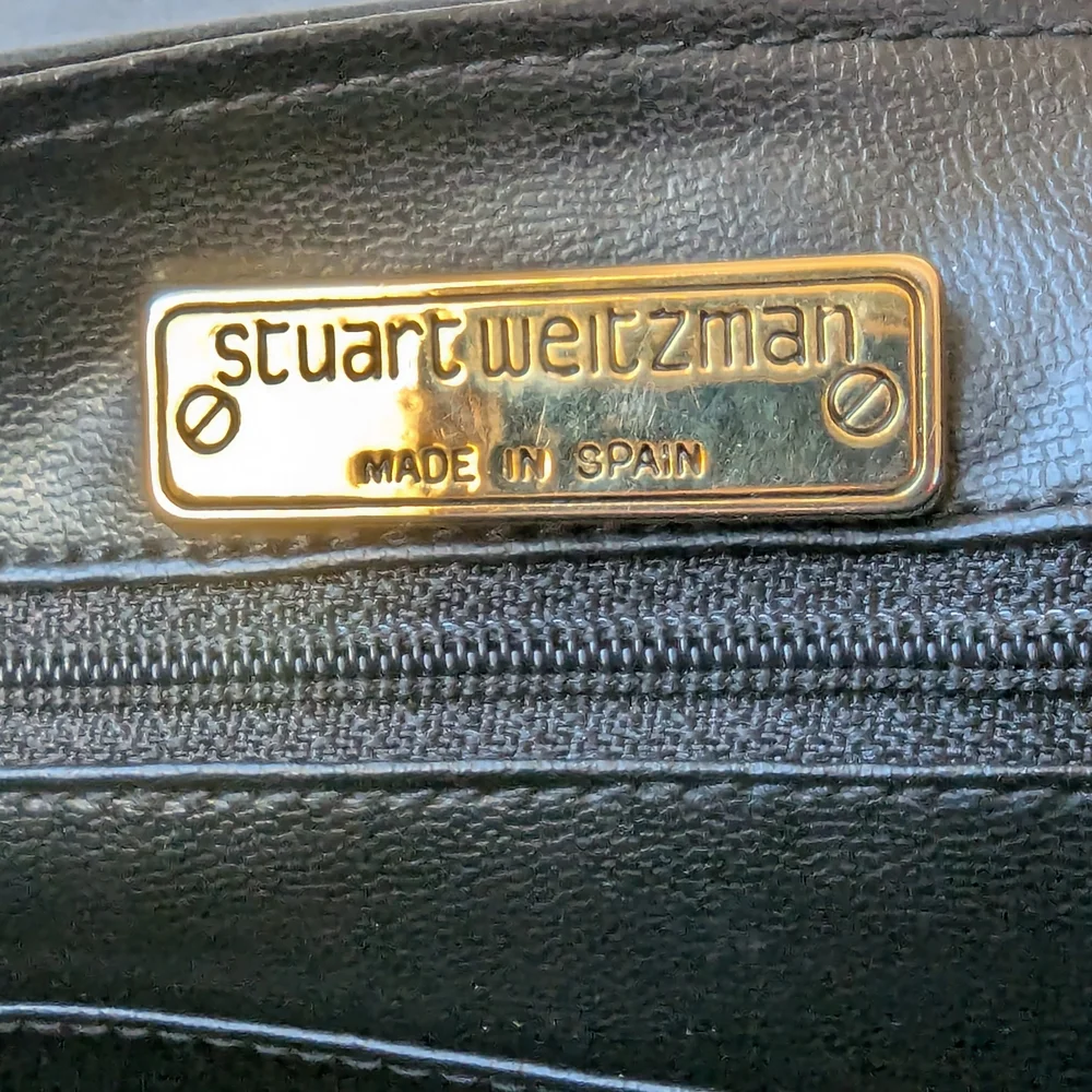 Stuart Weitzman Black Crossbody Bag with Gold Stitching - Picture 11 of 13